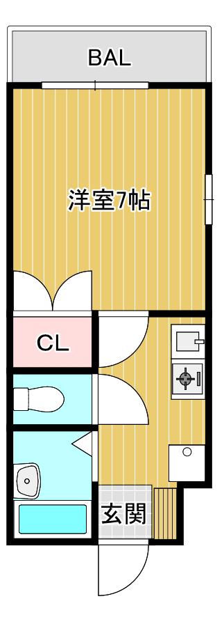 ヴィラ守野(1K/2階)の間取り写真
