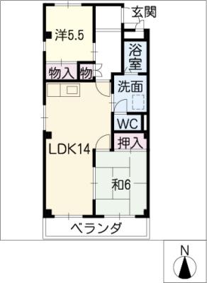 グランヒルズ横吹A(2LDK/2階)の間取り写真