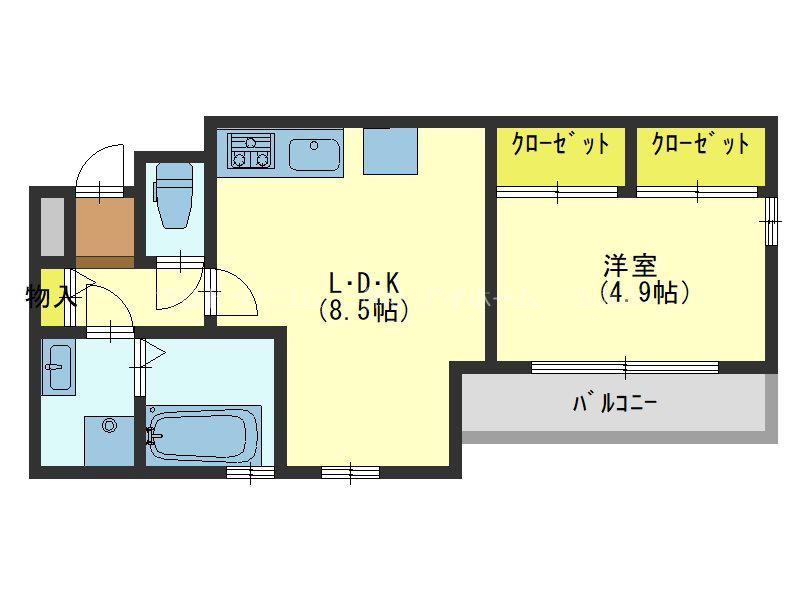 ラムココ真田山(1LDK/1階)の間取り写真