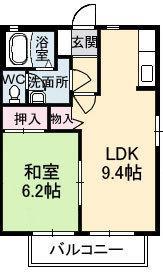 パークボナベンチャーハイツA(1LDK/1階)の間取り写真