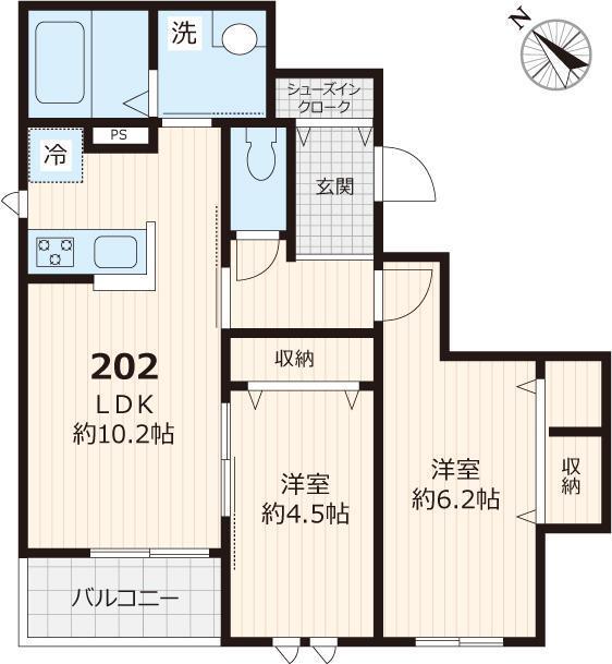 グランシャリオ(2LDK/2階)の間取り写真