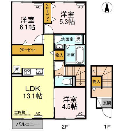 ロワジール多米(3LDK/2階)の間取り写真