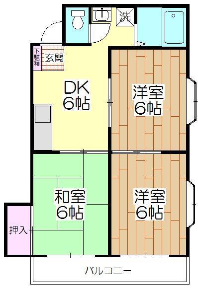 梅島第3ビル(3DK/3階)の間取り写真