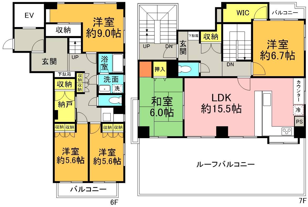 ベルハウス元町(5SLDK/6階)の間取り写真