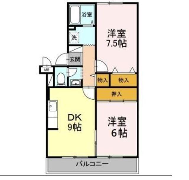 ピアエスポワール(2DK/3階)の間取り写真