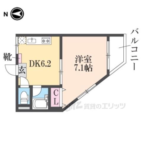 サニーハイツ(1DK/2階)の間取り写真