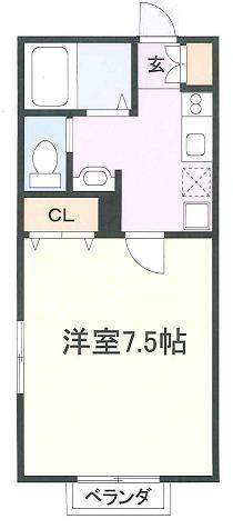 クラルテ玉川学園(1K/1階)の間取り写真