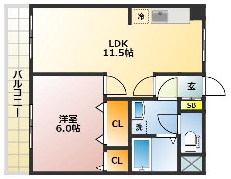 ルミエールときわ台(1LDK/1階)の間取り写真