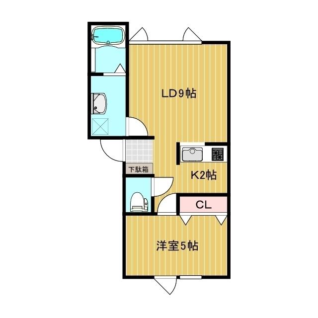 ウエストコート(1LDK/2階)の間取り写真