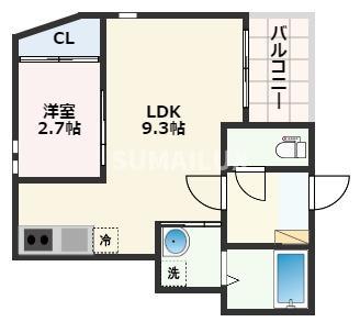 R-SMART熊大病院A(1LDK/3階)の間取り写真