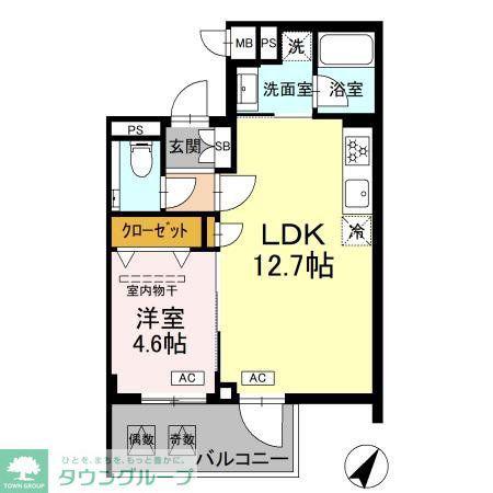 ロイジェント中目黒(1LDK/4階)の間取り写真