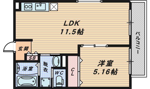 FSTYLE羽衣1号棟(1LDK/2階)の間取り写真