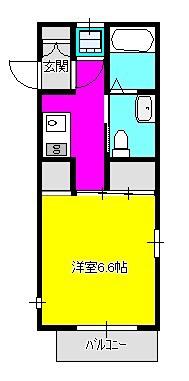 FLOWER COURT -フラワーコート-(1K/1階)の間取り写真