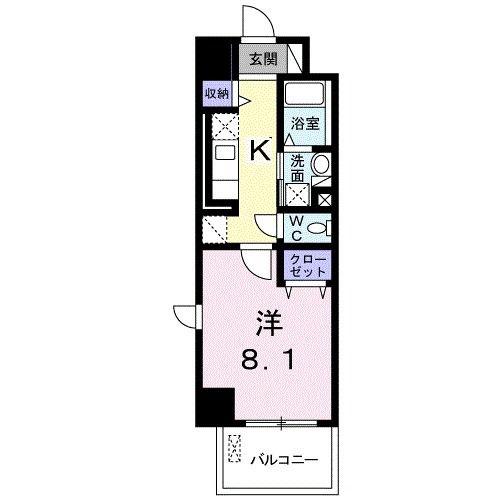 ブライトガーデン(1K/4階)の間取り写真
