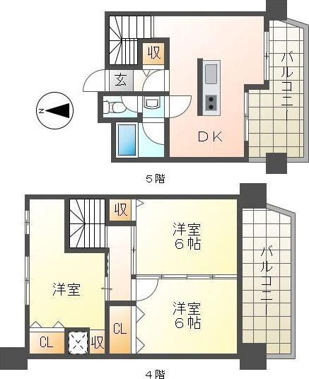 天白第三2棟(3DK/5階)の間取り写真