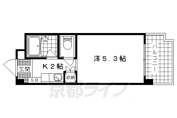 プルミエール勧修寺(1K/2階)の間取り写真