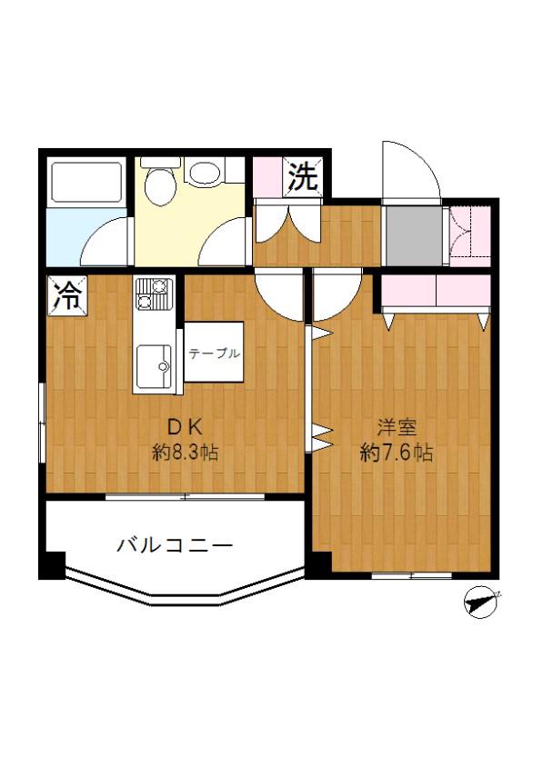 メゾンヴァンヴェール(1DK/2階)の間取り写真