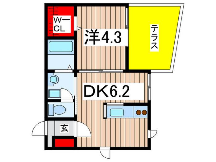 GRAND JETE(1DK/1階)の間取り写真
