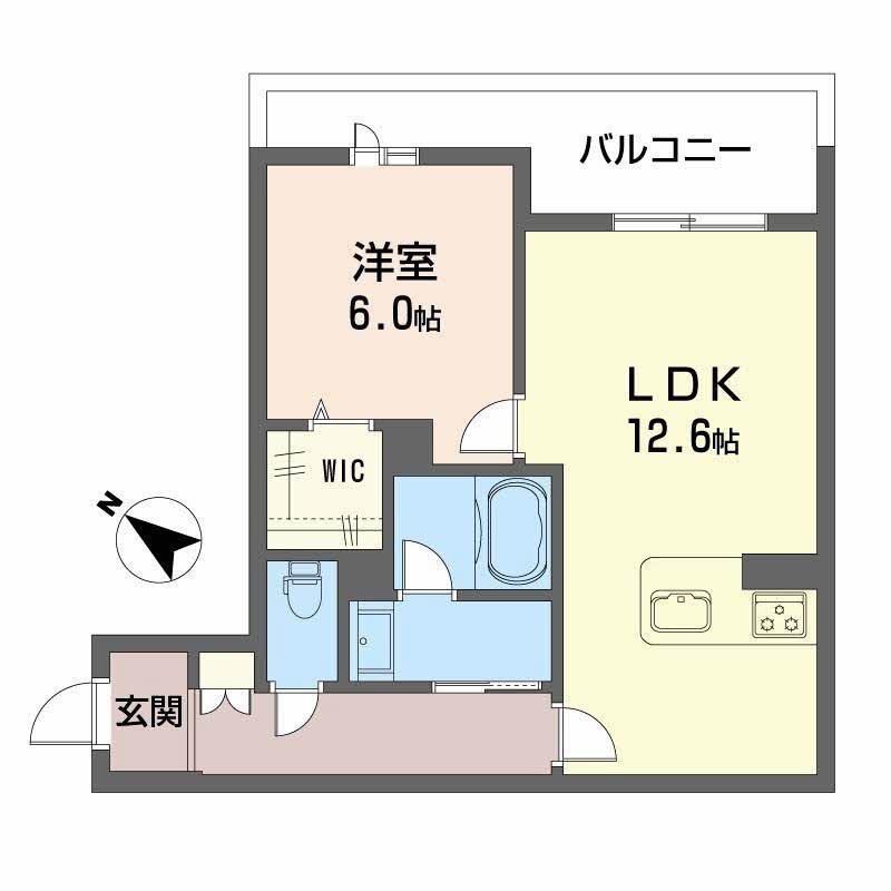 シャーメゾンマーレ竹下(1LDK/1階)の間取り写真