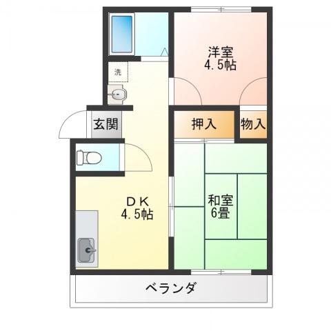 エステートピアひまわり3(2DK/2階)の間取り写真
