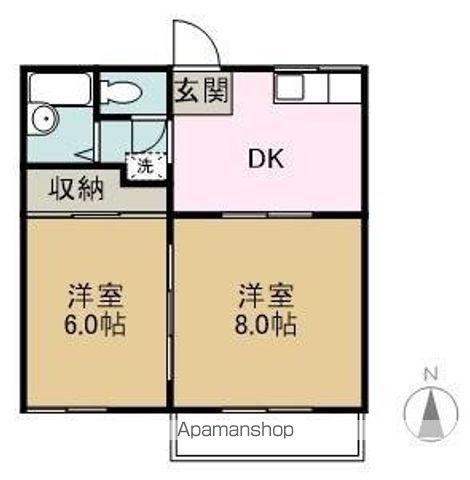 パルメゾンF2(2DK/2階)の間取り写真