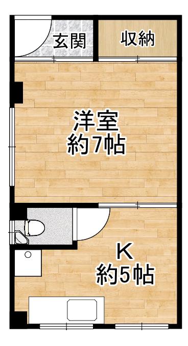 神若荘(1K/3階)の間取り写真