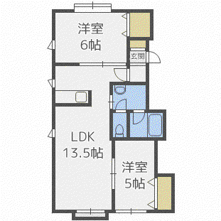 ヒルテラス東麻生(2LDK/3階)の間取り写真