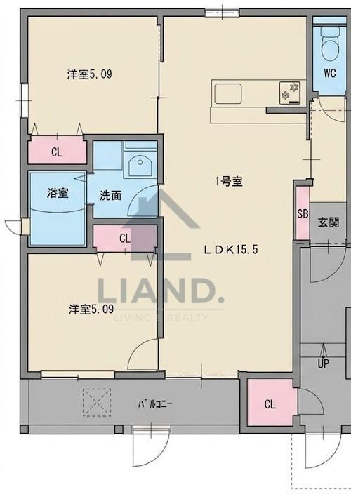 グレーシア 姪浜(2LDK/3階)の間取り写真