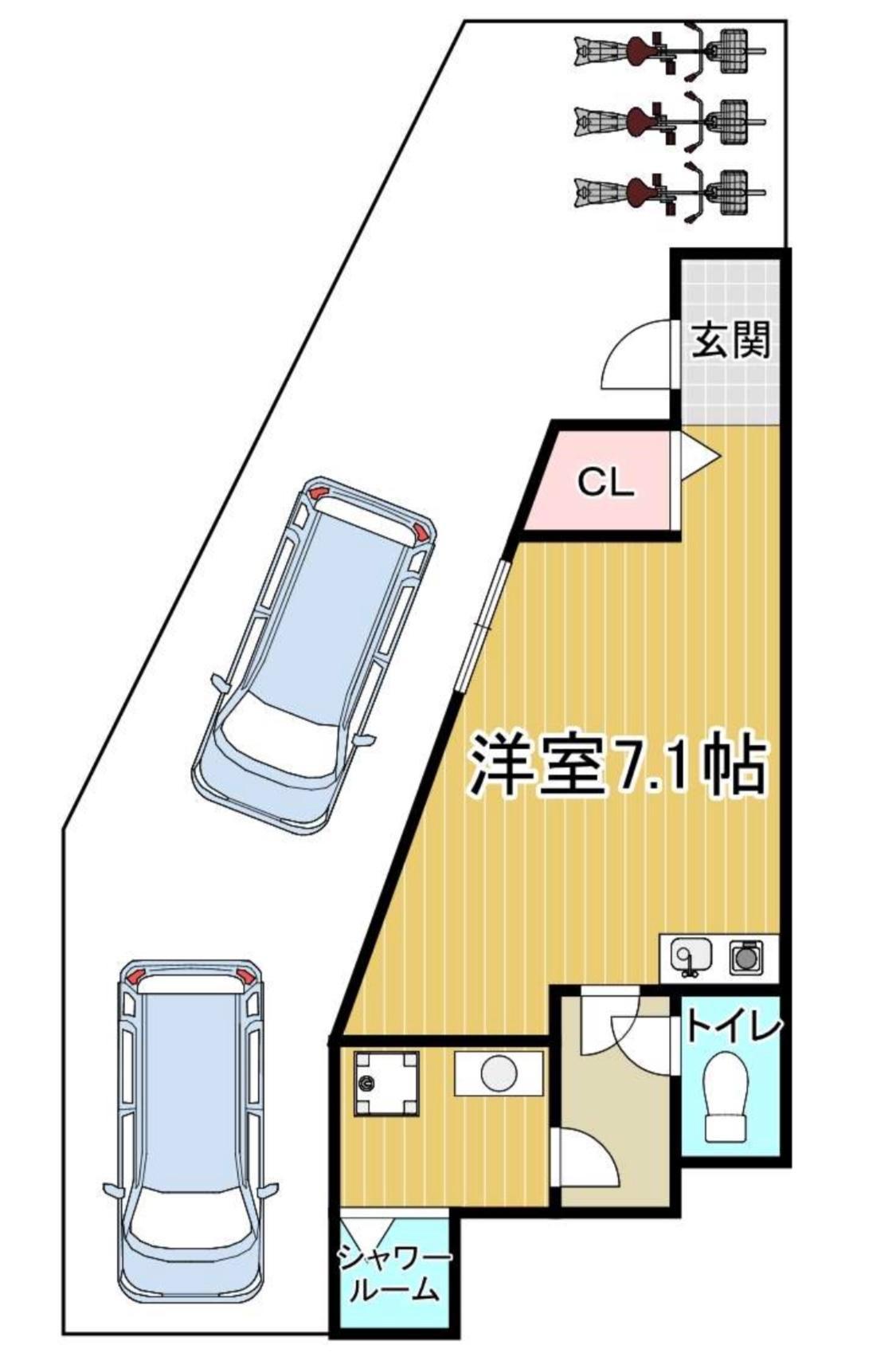 フォレスト高槻(ワンルーム/1階)の間取り写真