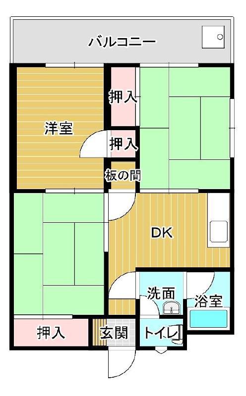 松山南ハイツ(3DK/3階)の間取り写真