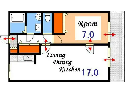 アークハイツ鹿田(1LDK/5階)の間取り写真