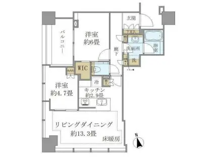 白金ザ・スカイ ウエスト(2LDK/11階)の間取り写真