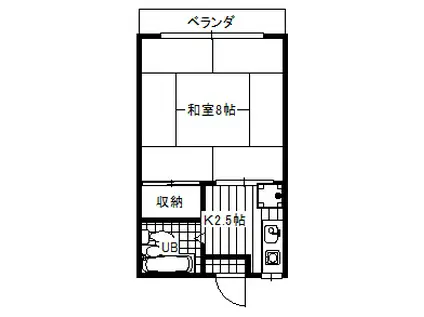 メゾンKK 1号棟(1DK/1階)の間取り写真