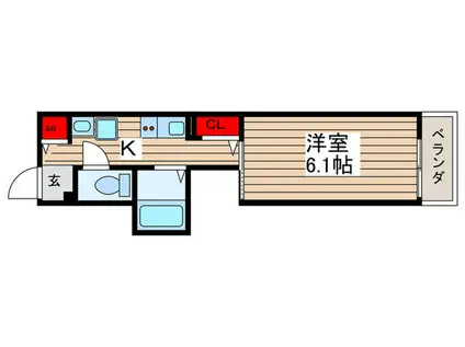 MELDIA松戸IV(1K/3階)の間取り写真