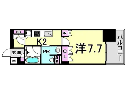 リーガル神戸海岸通(1K/12階)の間取り写真
