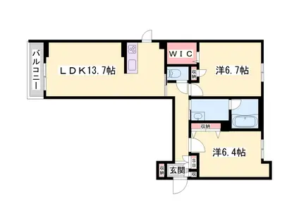 コンフォーザ下戸田(2LDK/2階)の間取り写真