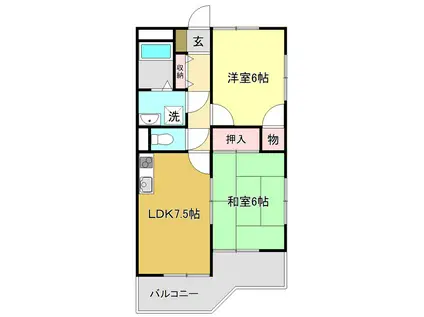 コーポライムグリーン(2LDK/2階)の間取り写真