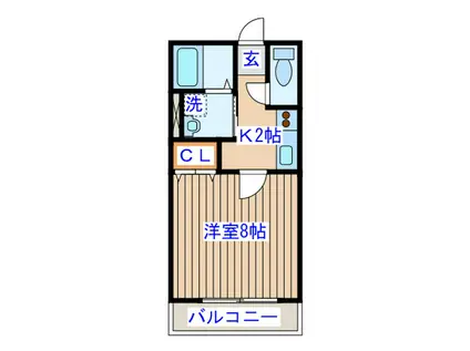 東仙台リトルパイン(1K/1階)の間取り写真