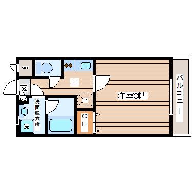チュアリヒルズI(1K/3階)の間取り写真