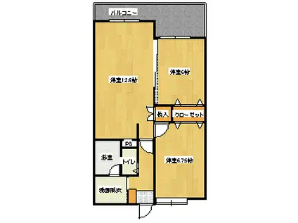 レジデンスNAKAMURA(2LDK/1階)の間取り写真