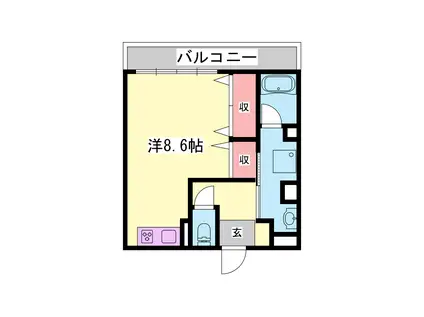 シャトー三和南車崎(ワンルーム/4階)の間取り写真
