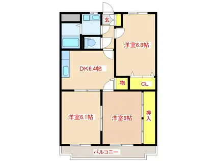 グランドステージ石神(3DK/1階)の間取り写真