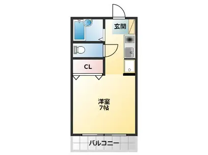 エントピアくるみ(ワンルーム/2階)の間取り写真