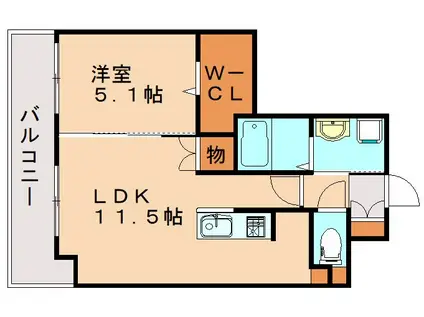 エストレイラ飯塚(1LDK/7階)の間取り写真