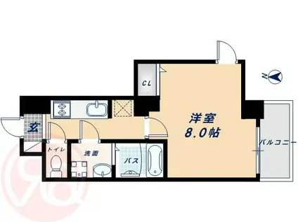 S-RESIDENCE西長堀(1K/5階)の間取り写真