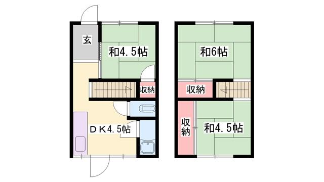 新和苑東棟ハ号(3DK/1階)の間取り写真