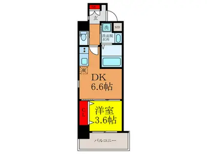 クローバー・グランツ江坂南(1DK/6階)の間取り写真