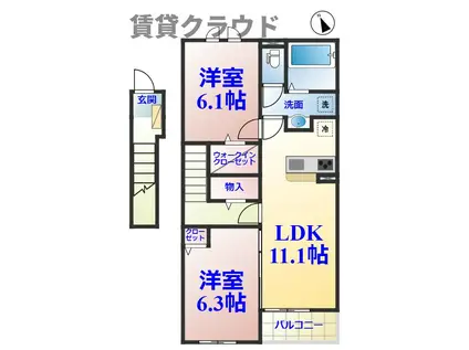 レジデンス・K(2LDK/2階)の間取り写真