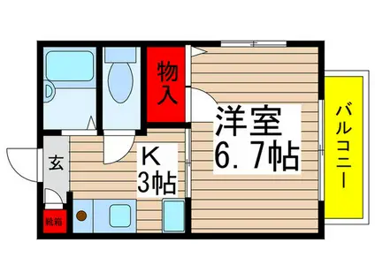 リステル本八幡(1K/2階)の間取り写真