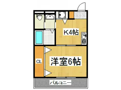 アモーレ所沢(1K/1階)の間取り写真